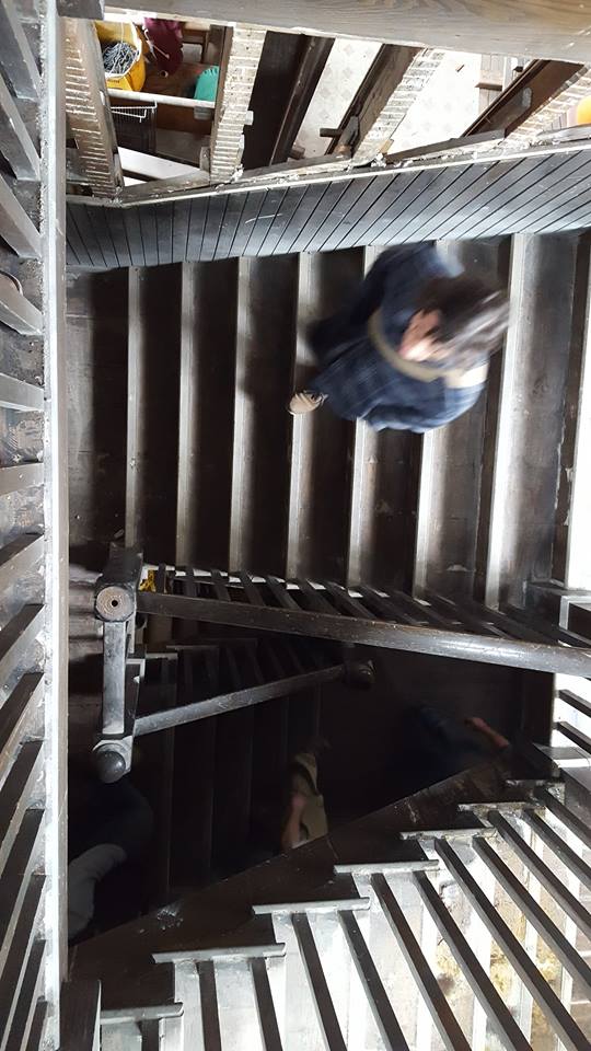 The original main staircase; this was repaired and refinished (see last photo, below).