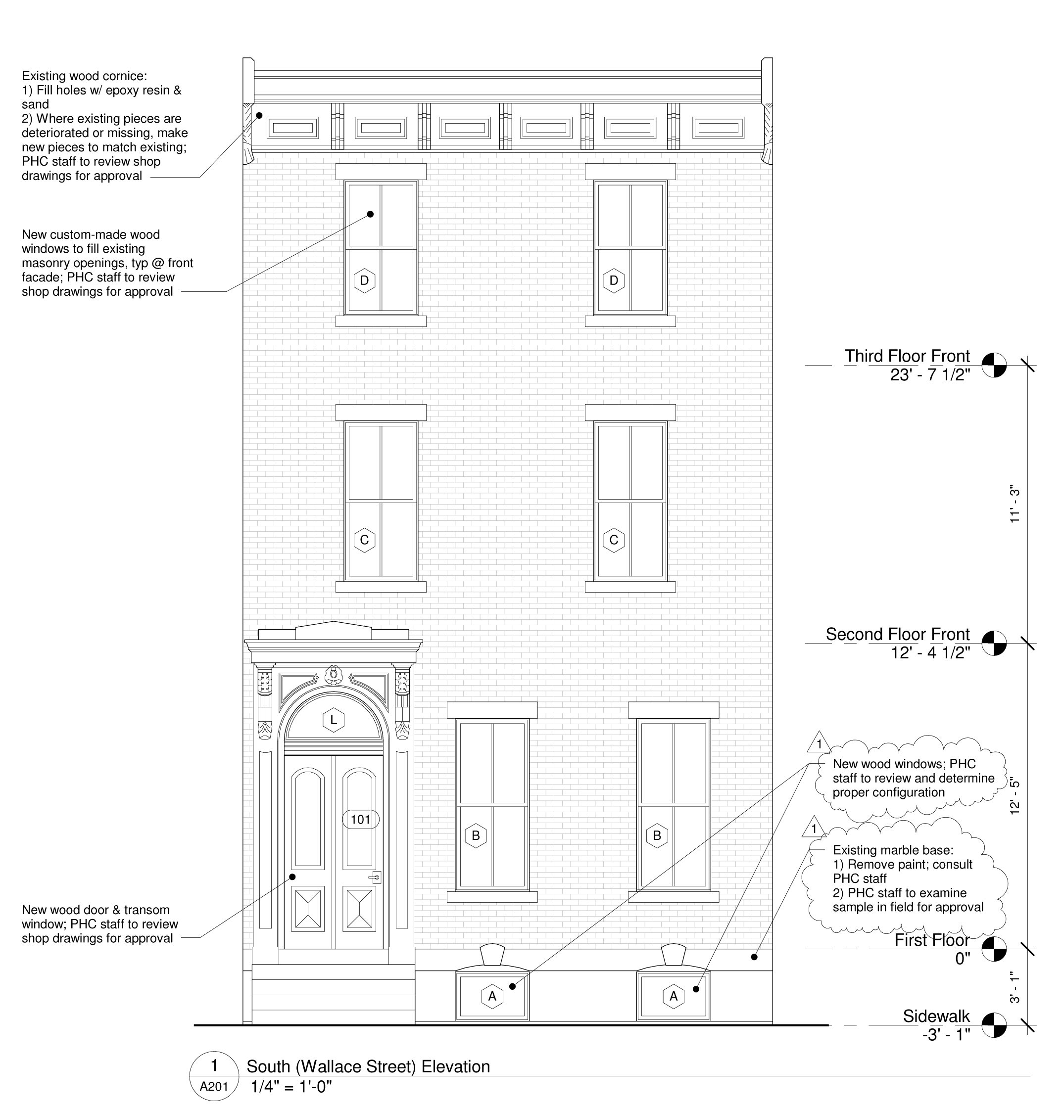 Proposed Facade Restoration Drawing, 1629 Wallace Street