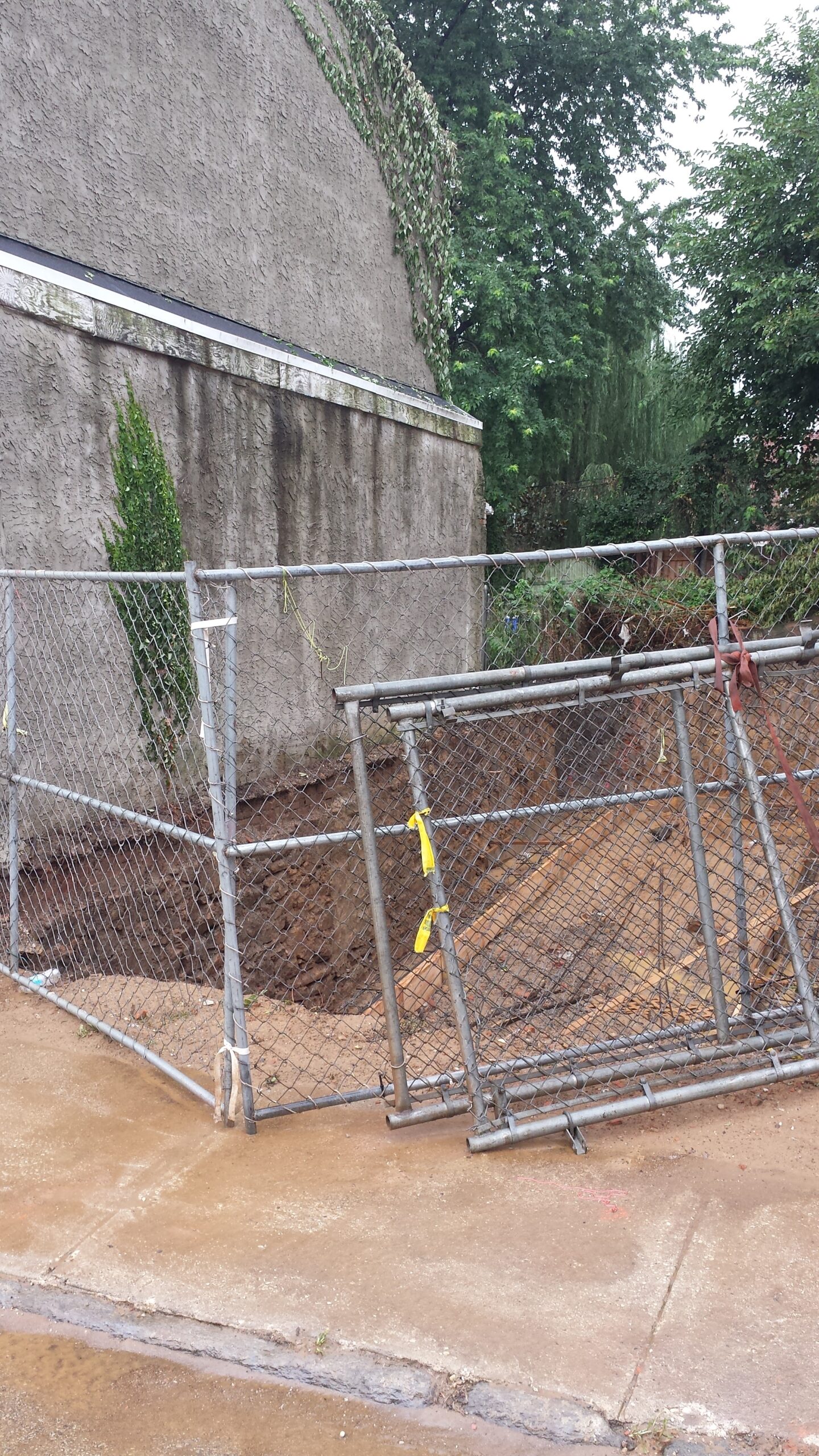 basement is excavated; you can see the existing rubble wall from the house that used to be on the site