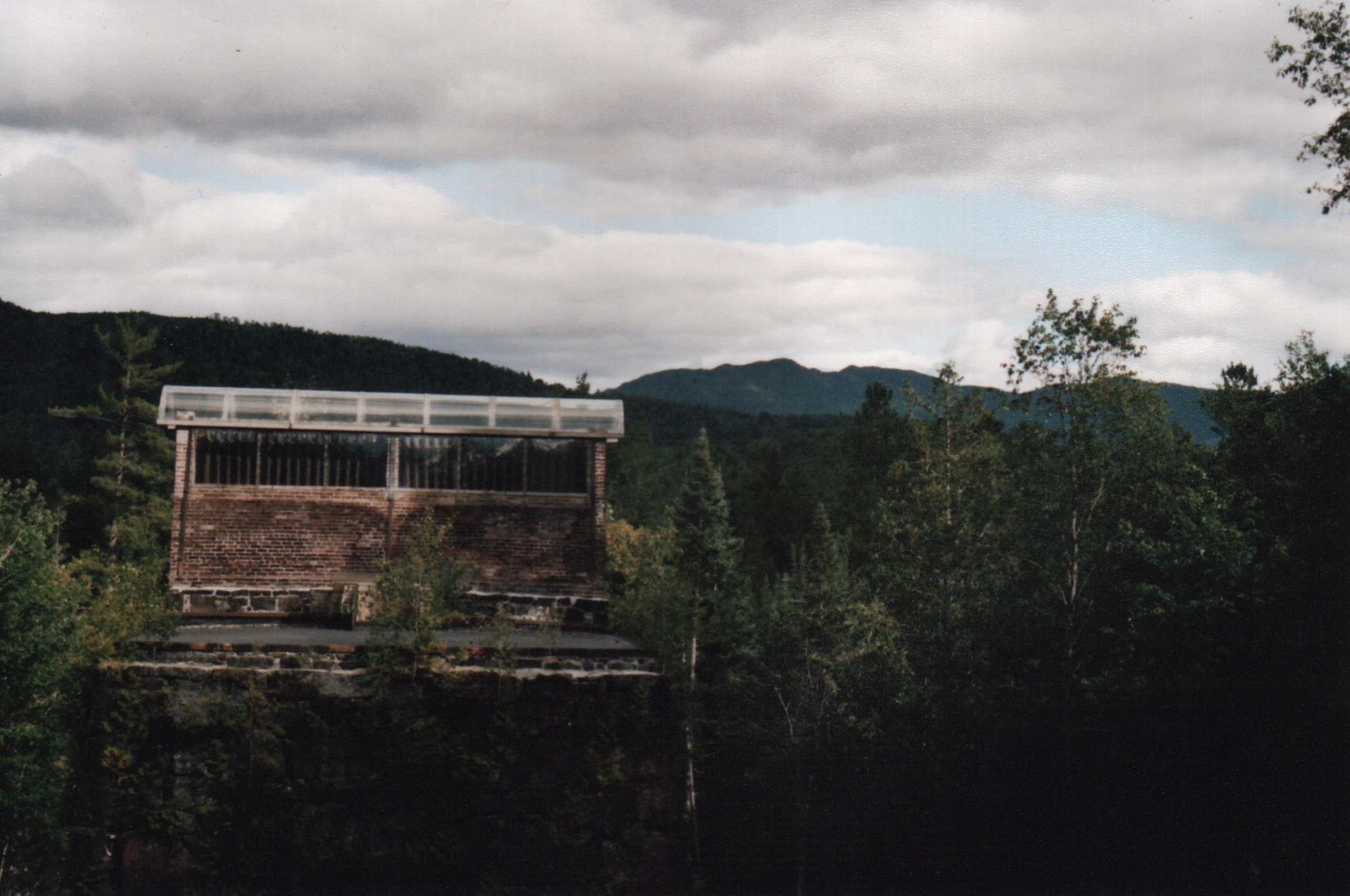 Stack – The blast furnace as seen from the overlook above it, Cliff Mtn. and Redfield Mtn. beyond.